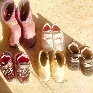Baby Toddler Girl Shoe Boot Lot Bundle 8 winter cowgirl sneakers sketchers cat
